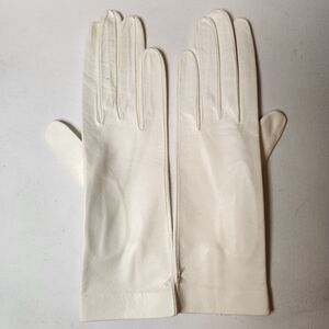 Vintage Cream Color Soft Leather Gloves Made In Italy Size 7 10" Length NOS